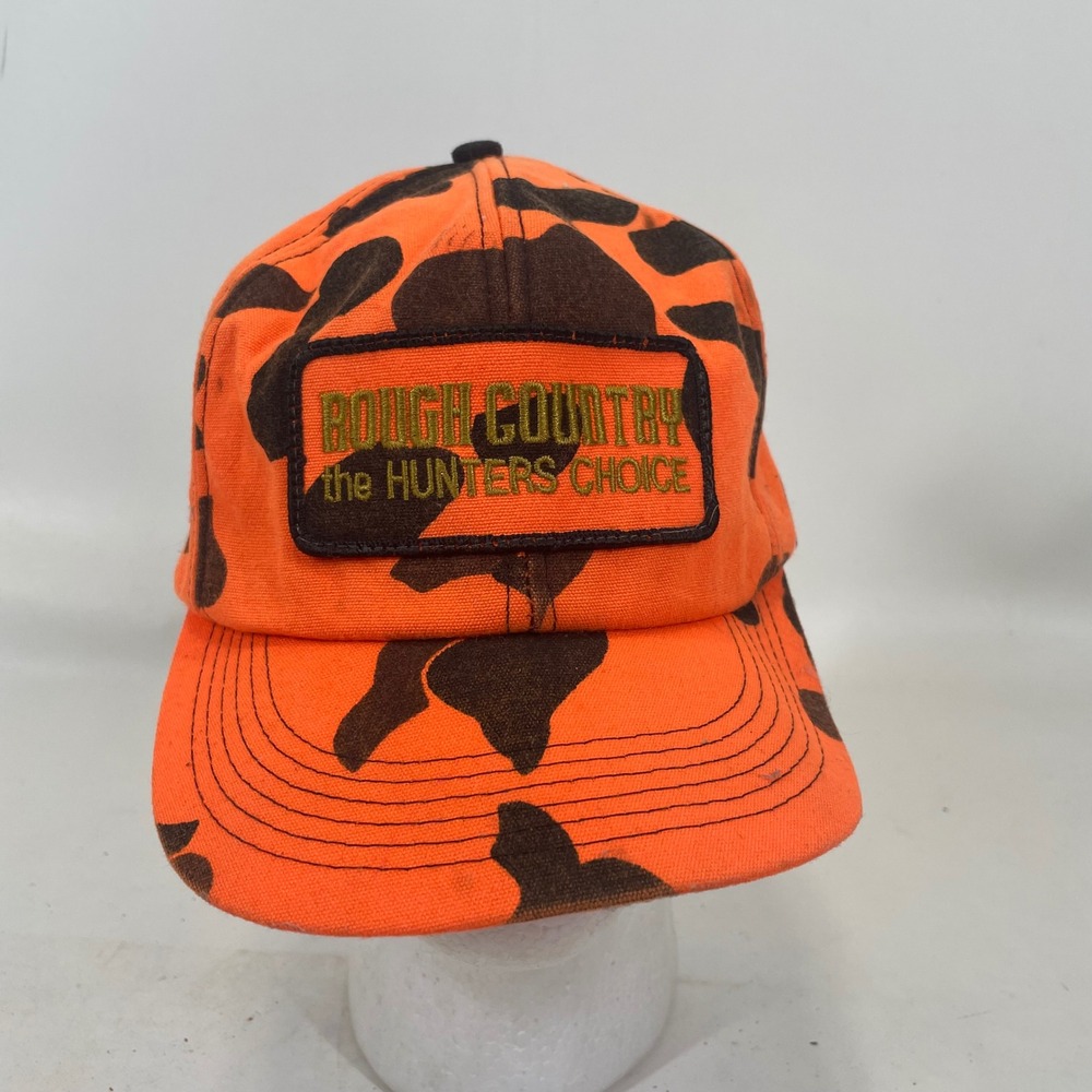 Rough Country The Hunters Choice Blaze Orange Camo Snapback Hat Mens Vintage